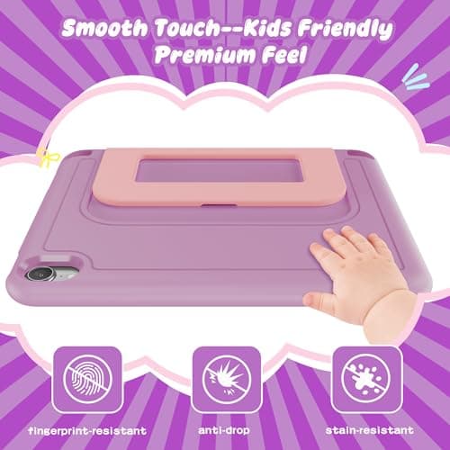 INFILAND Kids Case for iPad Mini 7 2024 (A17 Pro), iPad Mini 6 Case(8.3 Inch 2021 Model), iPad Mini 7th/6th Generation Case with Durable Soft Shockproof Stand and Handle (Lavender-Pink) — view 5