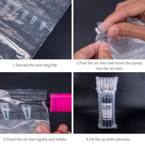 11pcs Wine Bottle Protectors, Inflatable Column Packaging Air Bags, Reusable for Luggage, Airplane, Travel, Transport Inflatable Bags, with Free Pump — view 3