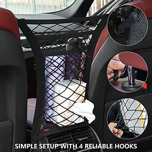 Adjustable 3-Layer Car Mesh Organiser for Storage Between Front Seats — view 5