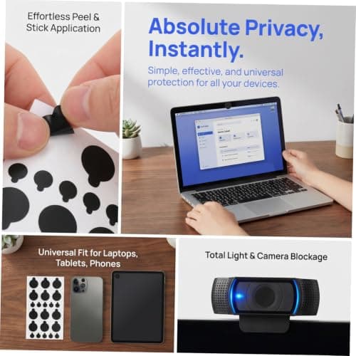 MOKKHNB 20pcs Self-adhesive Blackout Privacy Sticker for Electronic Devices and Tablets, Reusable Pvc Webcam Cover, Blocks Webcam Views, for School and Travel Use — view 3