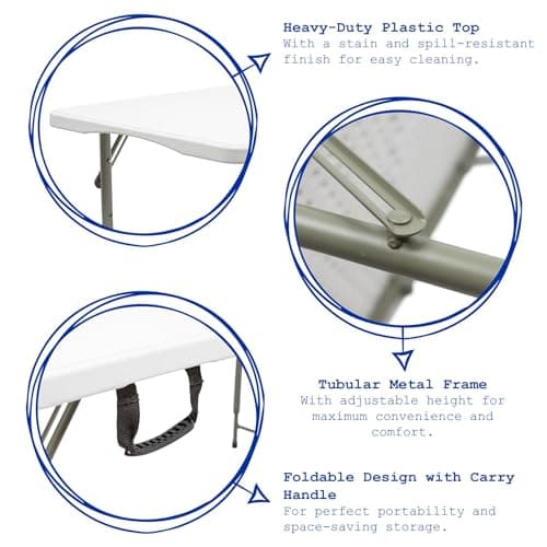 Harbour Housewares Rectangle Folding Trestle Table - 120cm (4ft) - White - Height Adjustable Outdoor Folding Table for Picnic, BBQ, Garden, Camping, Wedding — view 3