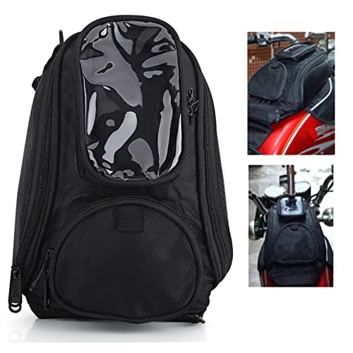 TKSE Motorcycle Tank Bag, Oxford Cloth Saddle Shape Magnetic Motorcycle Bag Suitable for Most Motorcycles and Motocross, 35 x 18 x 15 cm (Black) — view 2