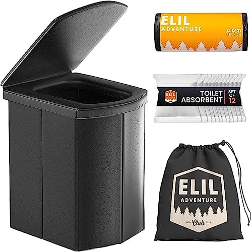 Portable Toilet for Adults Camping Porta Potty, Extra Tall Bathroom Emergency Seat for Car, Poo Powder with Trash Bag with Foldable Toilet with Lid,Carry Bag