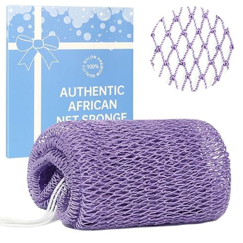 MuiiuM African Net Sponge,Colourfast Stretch Mesh with Travel Bag(Purple)