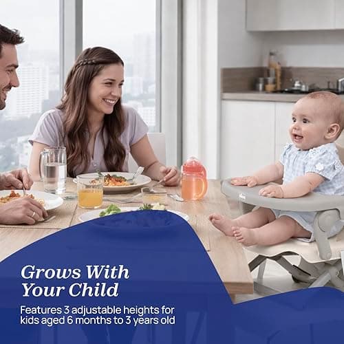 Chicco Pocket Snack Booster Seat for 6 Months to 3 Years (15kg) Portable Highchair with Adjustable Height, Foldable Design, Removable Tray and Safety Harness, Milky Way, 04079340490000 — view 3