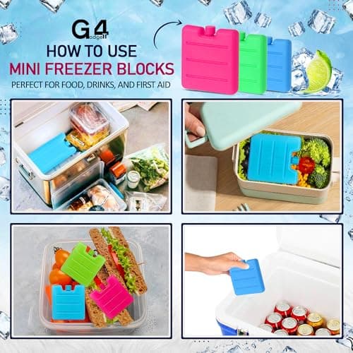 G4GADGET 8cm Freezer Blocks Pack of 6 | Reusable Ice Packs for Lunch Boxes, Cooler Bags, Picnic, Travel, Camping & Outdoor Activities | Quick Freeze Design — view 6