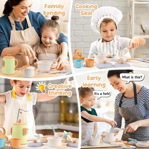 Dreamon Mud Kitchens Accessories Outdoor Indoor Toy Kitchen for Kids Pots and Pans Playset Pretend Role Play Cooking Cookware Kettle Toy Gift 3 4 5 6 Boys and Girls Toddler — view 6