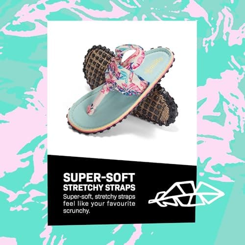 Gumbies Slingback Sandals | Unisex Flip-Flop Style with Recycled Rubber Sole, Cotton Canvas Toe Post & Stretchy Back Straps | Casual, Comfortable & Travel-Ready Footwear | Mint & Pink | EU 39 — view 2