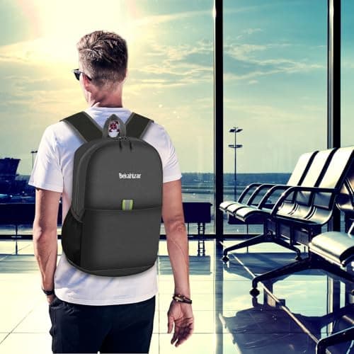 Bekahizar Small Rucksack 15L Packable Backpack Hiking Daypack Foldable Day Bag For Men Women Teens Travel Camping City Walking Mountaineering Climbing (Black) — view 6