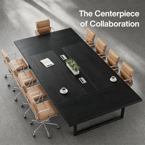 8FT Conference Table with V-S Cable Box Black 2-Pack | Seats 8-10, 1500lb Capaci, 94.5"x47.2", Slish Design, Multiple Colors Available, Perfect for Meetings & Events. — view 5