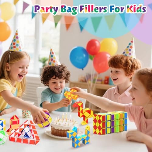 WEARXI 12 Packs 24 Blocks Magic Snake Cube, Party Bag Fillers for Kids — view 5