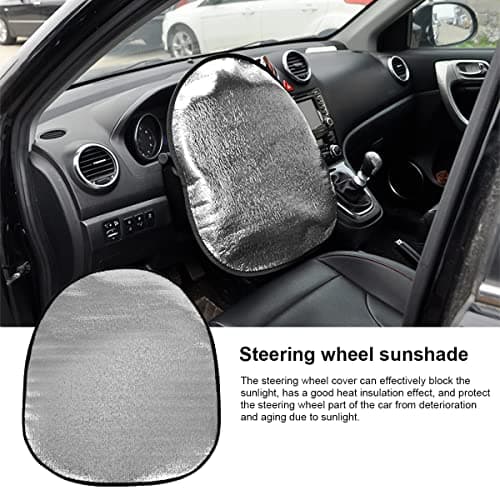 JNNJ Steering Wheel Sun Shade Cover, Car Steering Wheel Sun Block Anti-Heat Steering Wheels Sunshade Cover for Steers Wheel, Reflector Protector Accessories for Car Interior — view 4