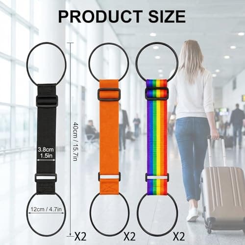 Luggage Connector Straps, Luggage Straps, 6 Pcs Suitcase Strap with Elastic Adjustable,Suggage Belt Over Handle for Add a Bag, Portable Travel Suitcase Accessory — view 2
