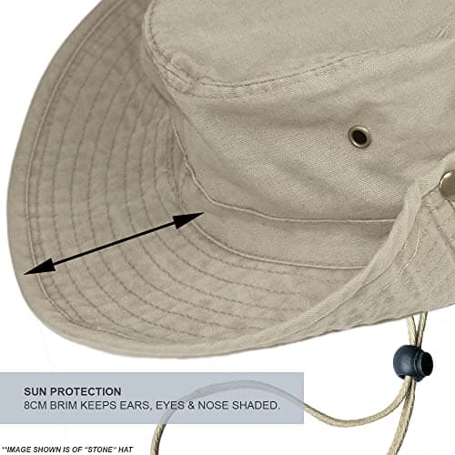 TOSKATOK UPF 50 + Boys Kids Safari Outback Australian Style Cotton Bush Sun Protection Hat with Wide Brim, Detachable Chin Strap, Side Press Studs and Air Vents-CHARCOAL-54 — view 3