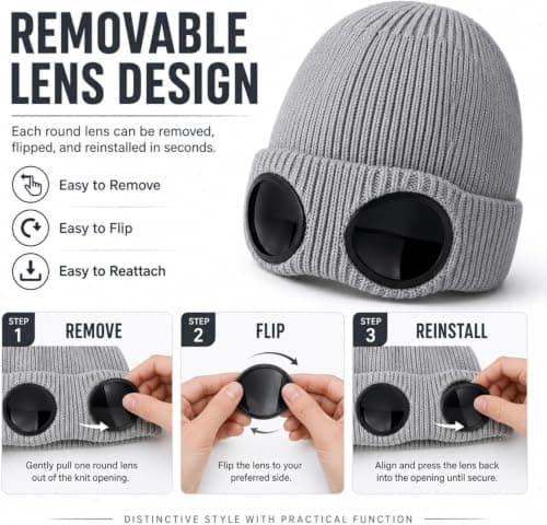 Unisex Beanie with Goggles，Burgundy — view 6