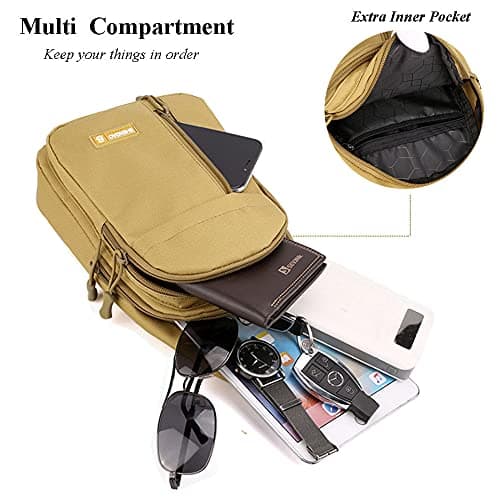 RTGGSEL Men's Waterproof Sling Bag Chest Shoulder Backpack Crossbody Bag Daypack with Earphone Hole for Travel, Hiking,Cycling (ACU Camouflage) — view 4