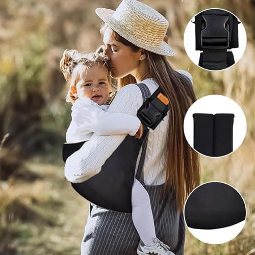 HhBdy Baby Carrier, Toddler Carrier Ergonomic Baby Sling Adjustable, Toddler Sling Safe and Convenient 3 Carrying Positions for Newborn to 6-36 Months (Black) — view 5