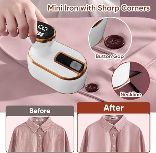 ZStarlite Upgraded - Travel Steamer for Clothes - LED Display & 3+1 Level Steam, Portable Handheld Steamer, Foldable Travel Iron Mini Steam Iron with Ironing Gloves for Travel Home College Dorm(White) — view 6