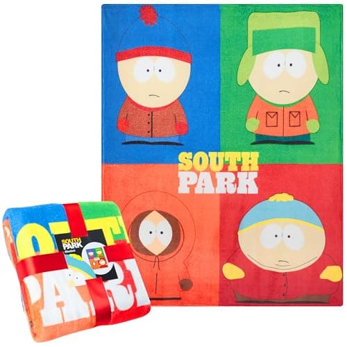 South Park Fleece Bed Blanket Soft Sofa Throw for Bedroom Accessories Eric Kenny Cartman Travel Home Decor 130 x 150cm Funny Gifts for Men (Multi)