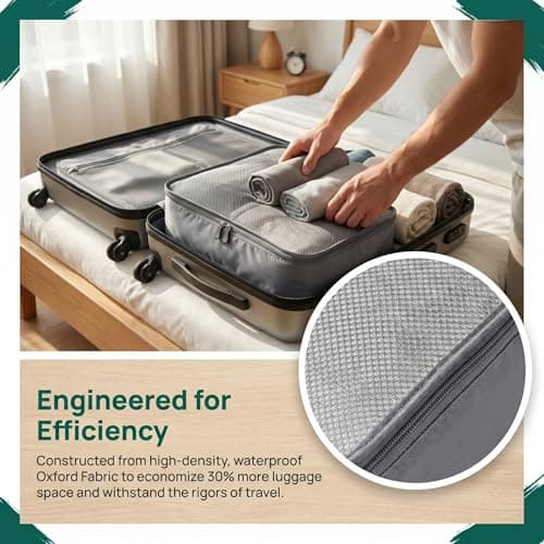 6pcs Foldable Large Packing Cubes, Travel Suitcases Organiser (Gray) — view 6