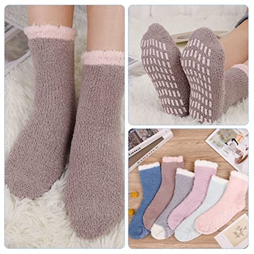Bestomrogh 6 Pairs Fluffy Slipper Socks for Women and Girls — view 2