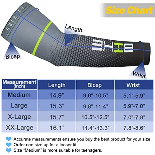 beister UV Sun Protection Cooling Compression Sleeves Arm Sleeves Men Women Sports (Medium, Black) — view 2