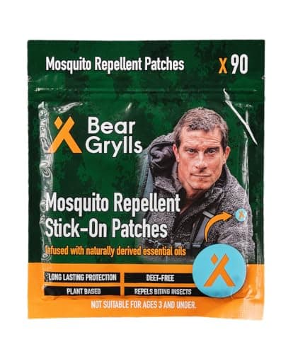 Bear Grylls Mosquito Repellent Patches – Natural Citronella Oil Insect Repellent, 90-Pack – DEET-Free, Long-Lasting Protection for Outdoor Adventures, Travel & Camping