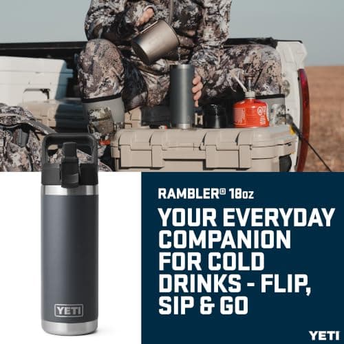 YETI Rambler 18 oz (532 ml) Water Bottle with Straw Cap, Charcoal — view 2