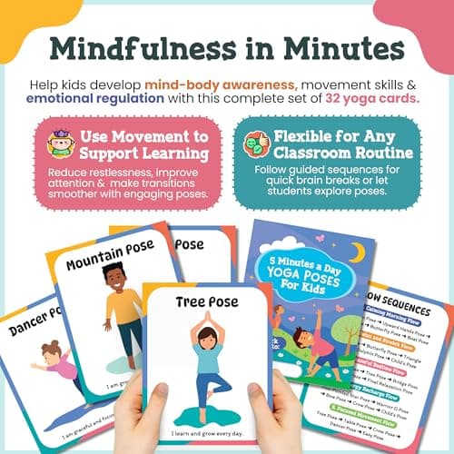 Yoga Cards for Kids – Fun and Educational 34-Card Set for Mindfulness, Yoga Poses, and Physical Activity – Perfect for Kids — view 2