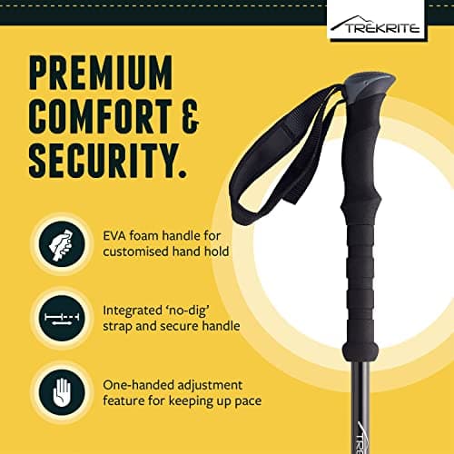 Trekrite Telescopic Walking Poles, 2 Pack Lightweight Hiking Poles with Accessories, Adjustable Trekking Sticks for Men & Women - Made with Aircraft Grade Aluminium from a UK Based Company — view 3