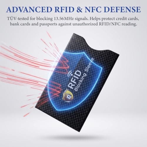 RFID Blocking Sleeves, [5 Pack 5 Color] [TÜV Certification] Anti-Theft Credit Card Protector RFID & NFC Contactless Card Security Holders Prevent Identity Theft for Credit, Debit Cards, Passport — view 3
