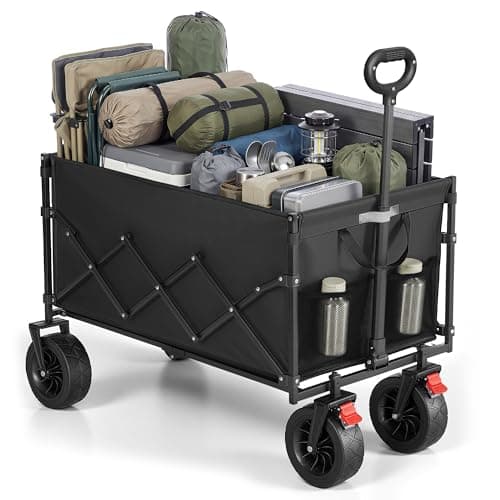 SONGMICS 200L Festival Trolley on Wheels, Foldable Camping Cart Wagon