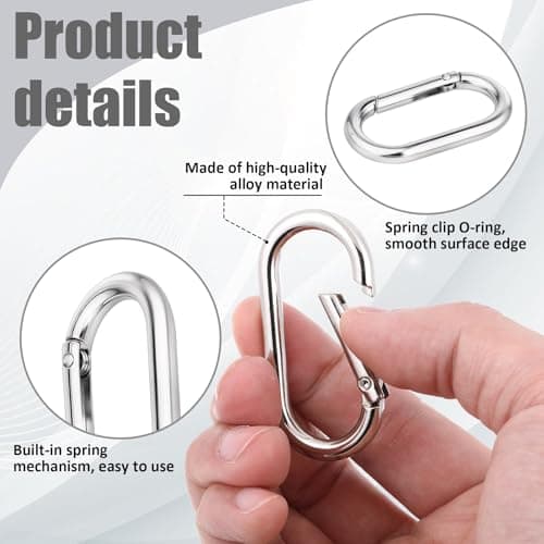 6 Pcs Bag Strap Clip,Key Clip for Purse,Bag Charm Metal Spring O Clips Keychain Oval Snap Clips Carabiner for Purse for Handbag Key Crafts Jewelry Making Webbing Lanyards (Gold, Silver, Black) — view 3