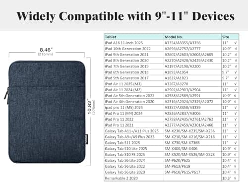 TiMOVO 9-11" Tablet Sleeve Bag, Dusty Blue — view 2