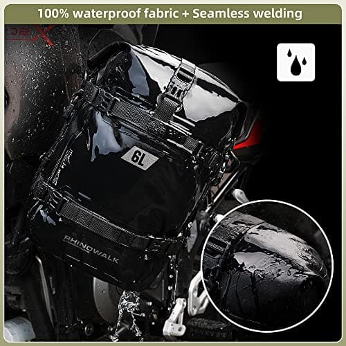 Rhinowalk Motorcycle Front Bumper Bag Tail Bag Motorbike Side Bag 6L Full Waterproof Moto Saddle Pannier Bag Professional Motor Accessories-Black — view 5