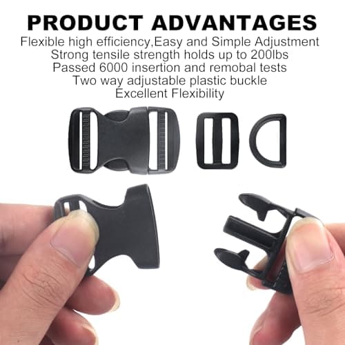 32 Pcs Plastic Side Release Buckles, 44.5mm Plastic Buckle Clips, Tri-Glide Slide Buckles, Heavy Duty Belt Clips Backpack Buckle Replacement Set for Backpack Luggage Straps Webbing Clip(3 Styles) — view 3