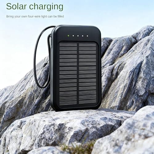 Mini Solar Power Bank with Built-in Cable, 10000mAh Portable Charger with Solar Panel for Emergency Power Supply — view 6