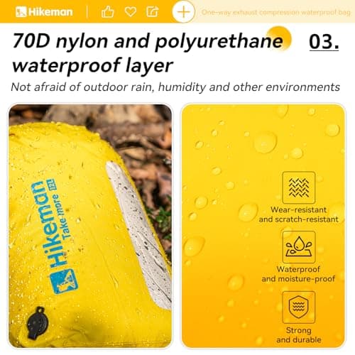 HIKEMAN Ultra Waterproof Dry Bag - Air-Release Waterproof Compression Bag,Dry Compression Sacks for Kayaking Hiking Swimming Camping Canoeing Boating Fishing Clothes Organizer(Yellow,12L) — view 4