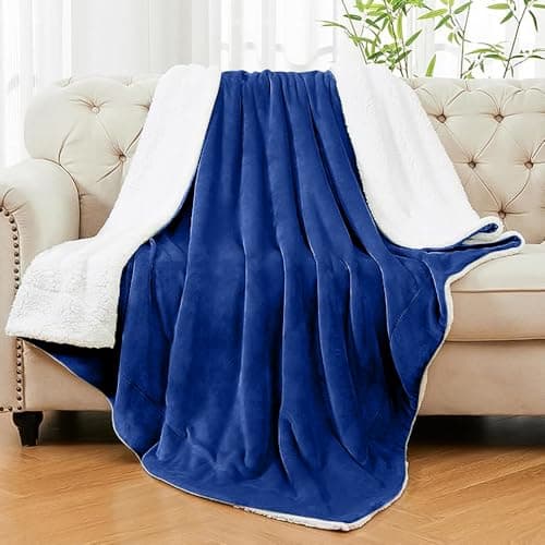 Casabella Sherpa Fleece Blanket - Blankets and Throws for Sofa Bed - Thick Warm Throw Blanket for Queen Bed - Soft Fluffy Bedding, Travel Accessories - Queen, Teal, 200X220cm — view 2