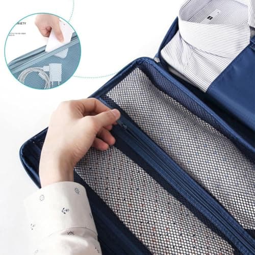 Waterproof Polyester Travel Shirt Tie Storage Organizer Navy Blue — view 3