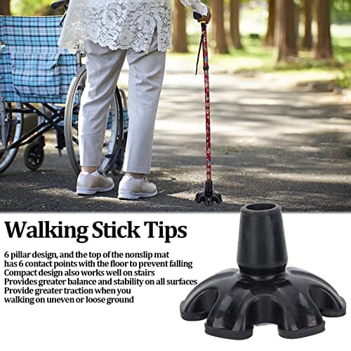 Walking Cane Tip, Silicone 6 Pillar Design Strong Stability Prevent Slipping 22mm Walking Sticks Foot Pad for Elderly — view 2