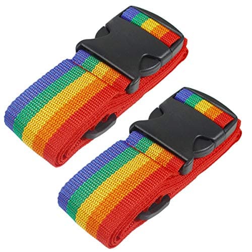 Heavy Duty Luggage Straps for Suitcases Packing Belts Travel Accessories Adjustable Bag Strap 2 Pack Rainbow