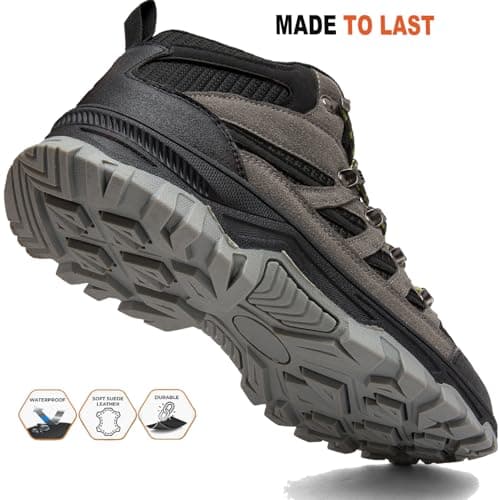 HODTOB Hiking Boots Mens Womens Lace-up Non-Slip Outdoor Men Women Mountain Trekking Shoes for All Season Walking Travelling Backpacking Camping Shoes Sneaker Grey-6UK — view 6