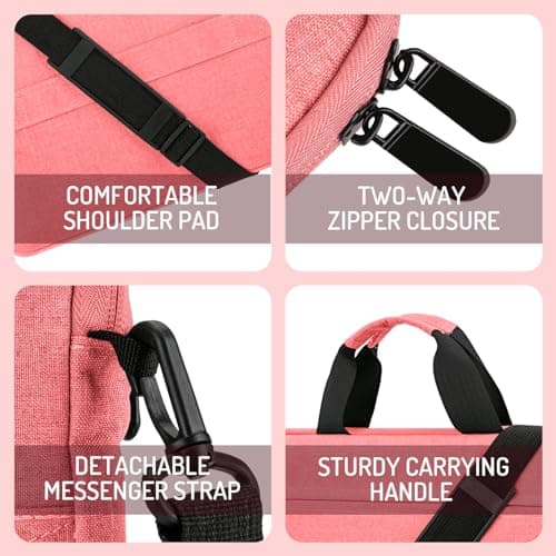 MicaYoung 14-15 Inch laptop Shoulder Messenger Bag Carrying Case Briefcase Slim Protective Computer Sleeve with Handle Strap Pocket for MacBook Acer ASUS HP Surface Dell Chromebook, Pink — view 4
