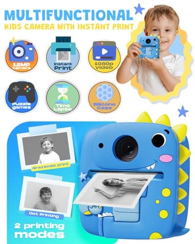 Kids Camera Instant Print, 1080P Kids Digital Camera,Boys Gifts Toys Age 3+ — view 2