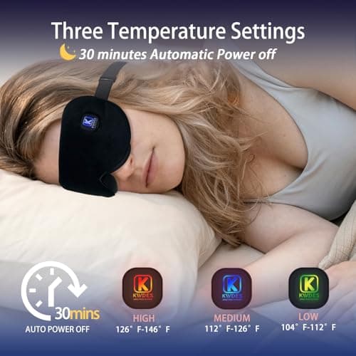 Kivdes Cordless Heated Eye Mask for Dry Eyes Electric USB Warm Eye Compress for Blepharitis & Styes,Rechargeable with Adjustable Strap 3-Level Temperature 30Mins Auto-Off Sleep Travel Gifts (Black) — view 2