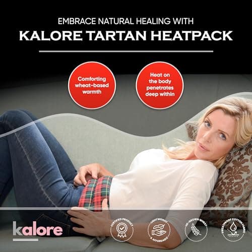 Wheat Bags Microwavable Neck and Shoulder Wrap - Relaxing Microwave Heat Pad for Comfort - Tartan Cotton Fabric with UK Wheat Bags Microwavable Unscented Compress by Kalore - Purple — view 3