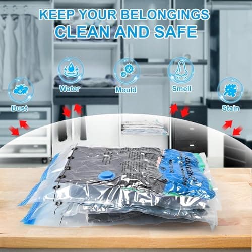 BoxLegend Vacuum Storage Bags 6 Packs Space Saving Vacuum Pack Storage Bags 3 Large 80x60cm+3 Medium 70x50cm Double Zip Seal & Leak Valve Reusable for Clothes Pillow Comforters Bedding — view 3