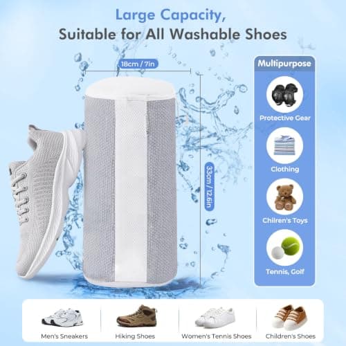 Teletrogy Shoe Washing Machine Bag 2Pcs with Hidden Zipper, Grey, Max UK14 — view 4