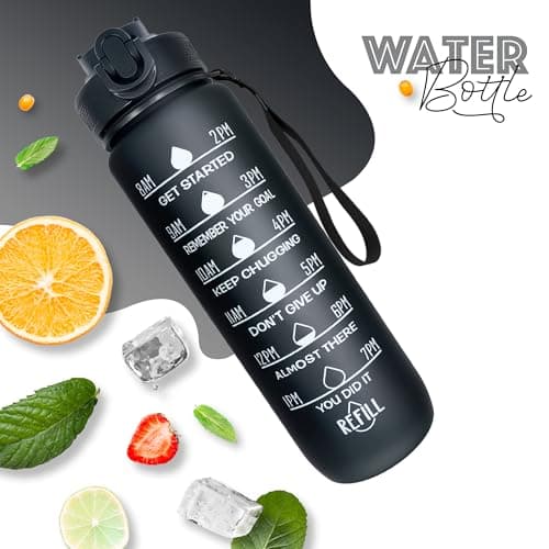Active 100 1L Water Bottle with Straw, Motivational Time Marking | Dishwasher Safe | Leak-Proof | BPA-Free Drinks Bottle for Fitness, Work, Travel & Outdoor Use — view 2